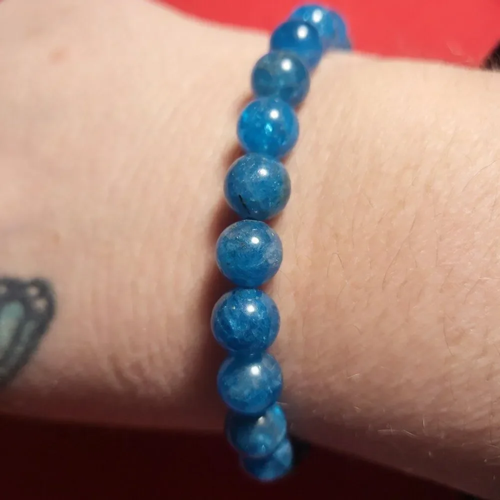 Paraiba Apatite Bead Sterling Silver Magnetic Bracelet